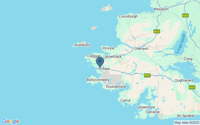 Kaart met locatie Clifden Castle